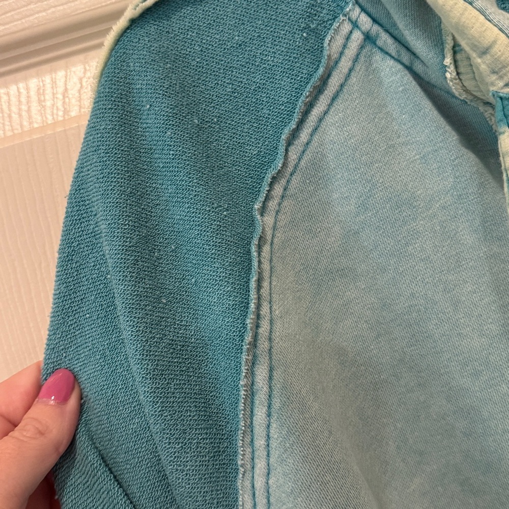 Oli & Hali teal distressed zip up hoodie, medium - Picture 4 of 7